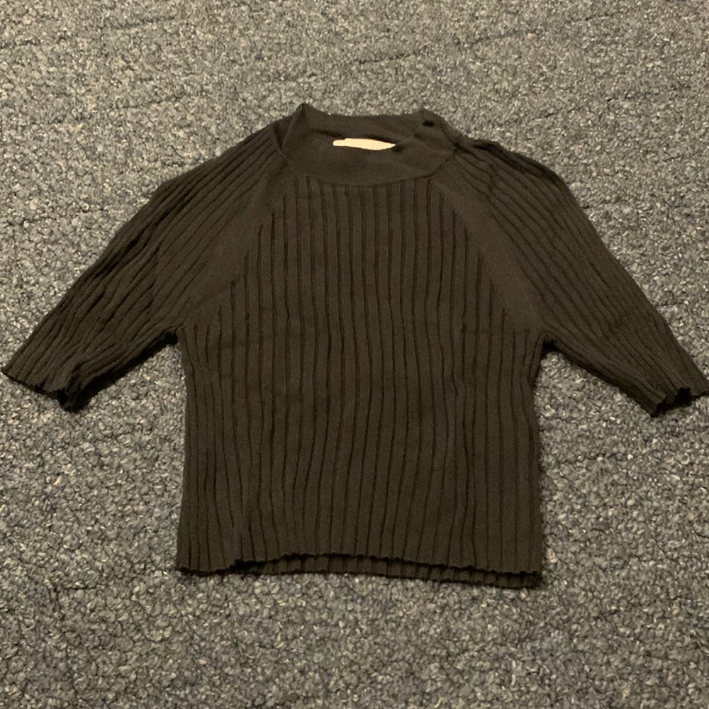 Everlane cropped mock neck ribbed top